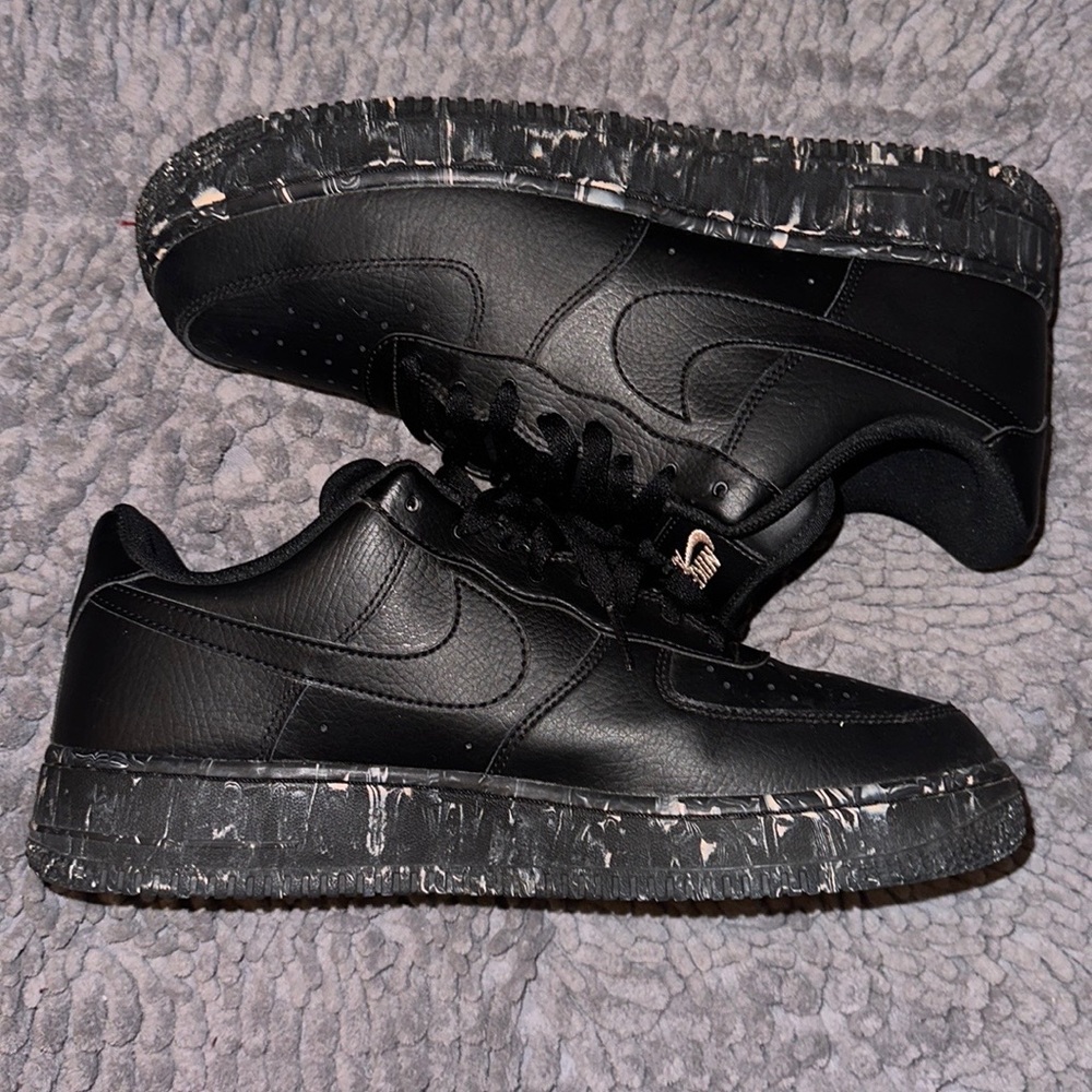 Nike Black Air Force 1 Marble Sole